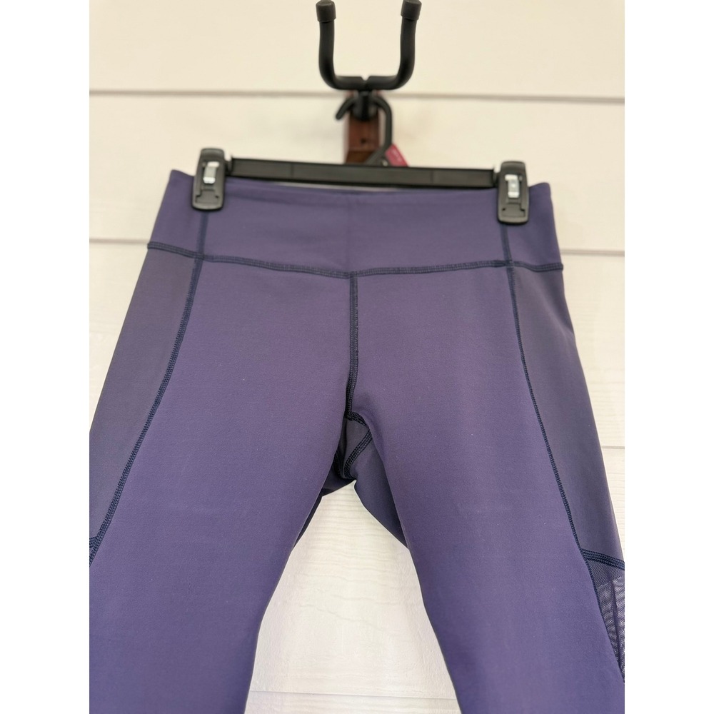 A-074- Lululemon Purple Mesh Panel High Rise Crop Leggings Size 6 Yoga Running
